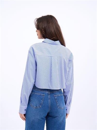 7383 GÖMLEK-MAVİ BEYAZ ÇİZGİLİ