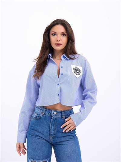 7383 GÖMLEK-MAVİ BEYAZ ÇİZGİLİ