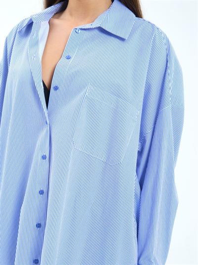 7388 GÖMLEK-MAVİ BEYAZ ÇİZGİLİ