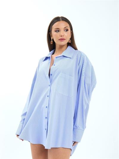 7388 GÖMLEK-MAVİ BEYAZ ÇİZGİLİ