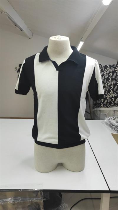 Erkek Kısa Kollu Polo Yakalı Blok Desenli Triko Bluz