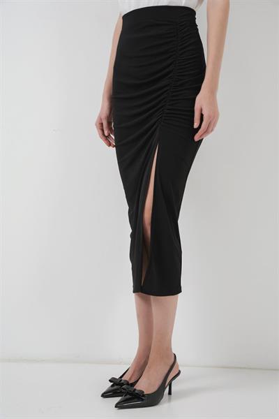 8033 Sandy Yırtmaçlı Etek - Siyah