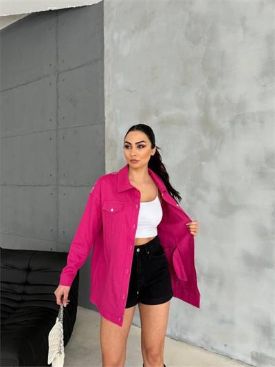 ARKASI NAKIŞLI GÖMLEK - Fuşya