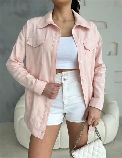 ARKASI NAKIŞLI GÖMLEK - Somon