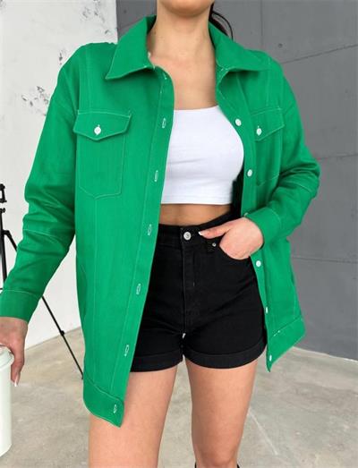 ARKASI NAKIŞLI GÖMLEK - Yeşil