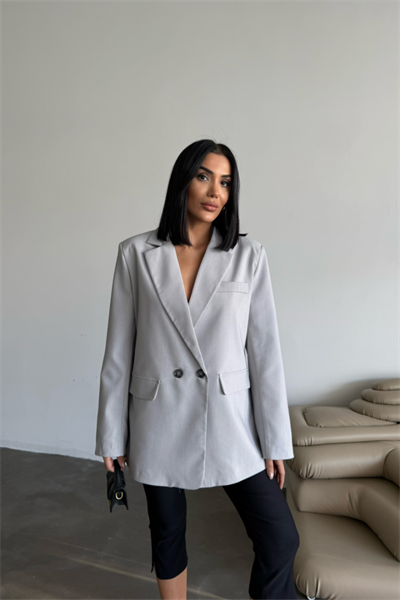 ARKASI YIRTMAÇ DETAYLI CEKET - Gri