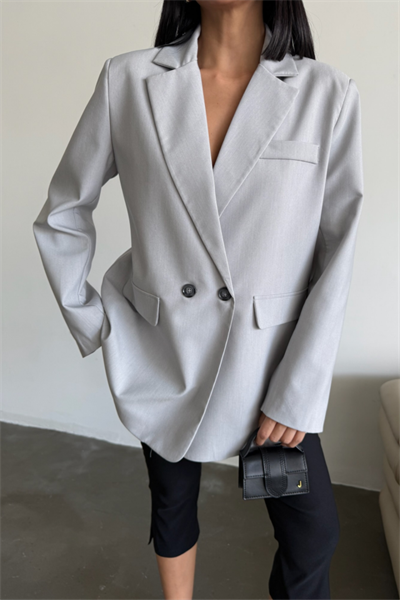 ARKASI YIRTMAÇ DETAYLI CEKET - Gri