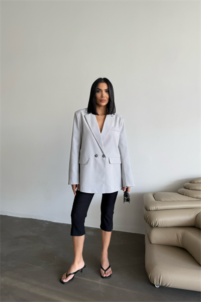 ARKASI YIRTMAÇ DETAYLI CEKET - Gri