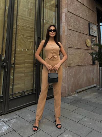 ASKILI YELEK GÖRÜNÜMLÜ TULUM - Kahverengi