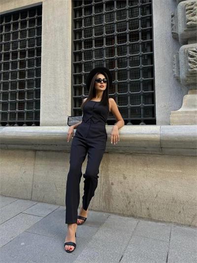 ASKILI YELEK GÖRÜNÜMLÜ TULUM - Siyah