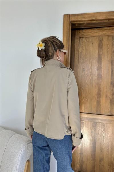 Açık Haki Çift Katlı Kısa Ceket