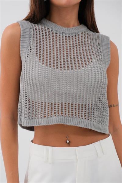 Ajurlu Crop Süveter