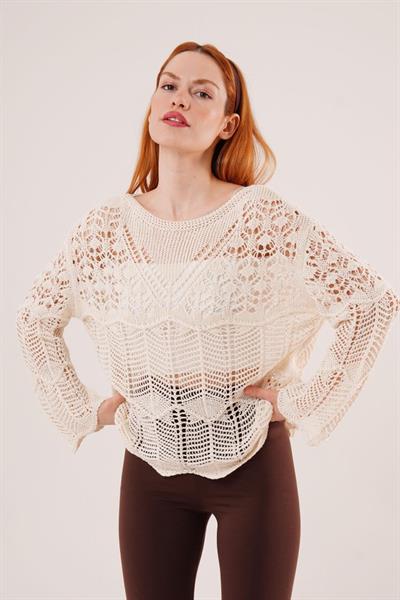 Ajurlu Salaş Krem Kazak