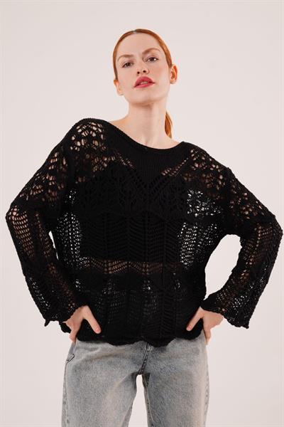 Ajurlu Salaş Siyah Kazak