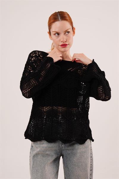 Ajurlu Salaş Siyah Kazak