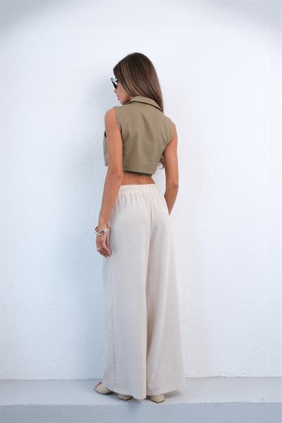 Aksesuar Detay Keten Pantolon
