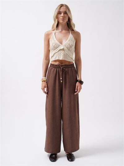 Aksesuar Detay Keten Pantolon