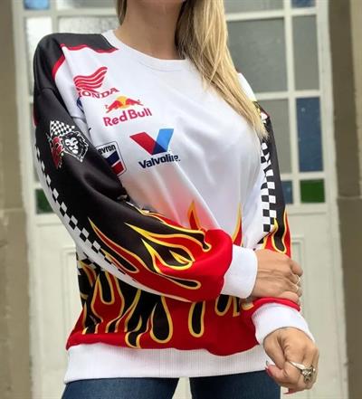 Alev Baskılı Sweat - Beyaz