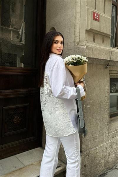 Alexis Sırt Dantel Oversıze Gömlek 3336-08