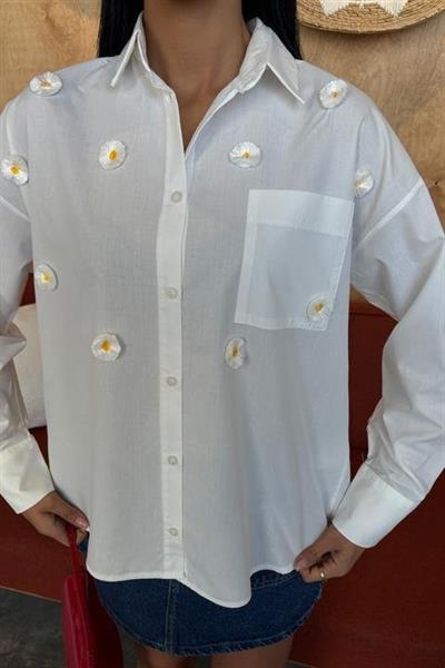 Alicia Papatya Nakışlı Gömlek 3389-08