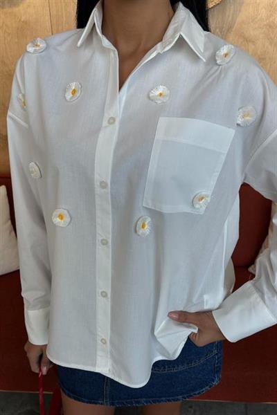 Alicia Papatya Nakışlı Gömlek 3389-08