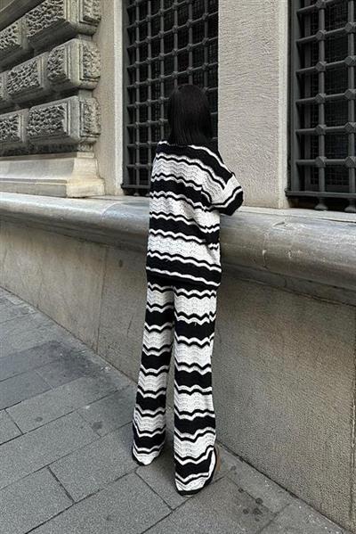 Alisa Desenli Nervürlü Triko Takım 9928