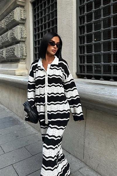 Alisa Desenli Nervürlü Triko Takım 9928