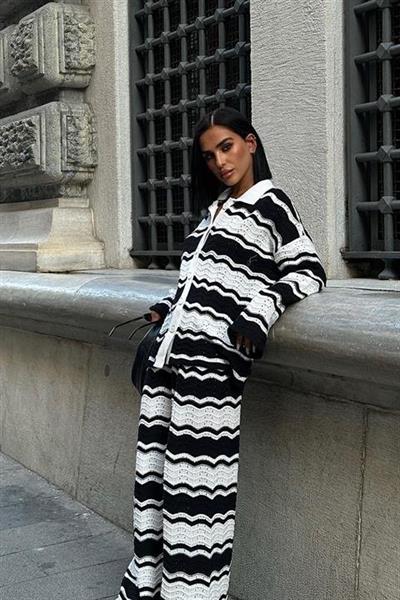 Alisa Desenli Nervürlü Triko Takım 9928