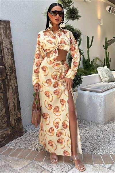 Angela Toka Detaylı Keten Takım 9737-08