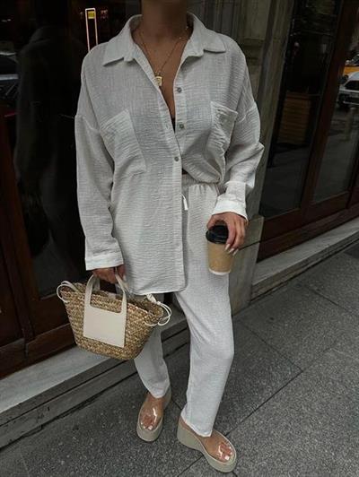 Angelina Oversize Keten Takım 9343-08