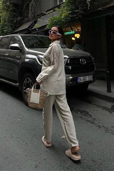 Angelina Oversize Keten Takım 9343-08