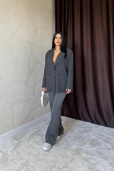 Antrasit Bel Büzgülü Pantolon