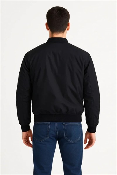 Arka Bomber Ceket - Siyah