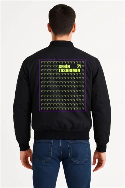 Arka Bomber Ceket - Siyah