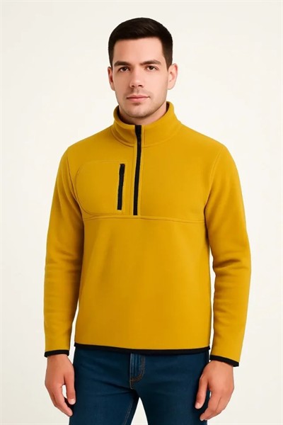 Arka Polar Kazak Dik Yaka - Sarı