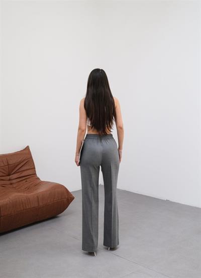 Arkasi Lasti̇kli̇ Pi̇leli̇ Dökümlü Wide Leg Pantolon