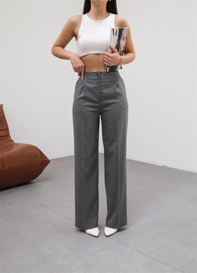 Arkasi Lasti̇kli̇ Pi̇leli̇ Dökümlü Wide Leg Pantolon