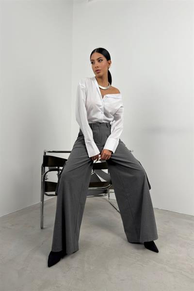 Asimetrik Şal Yaka Gömlek