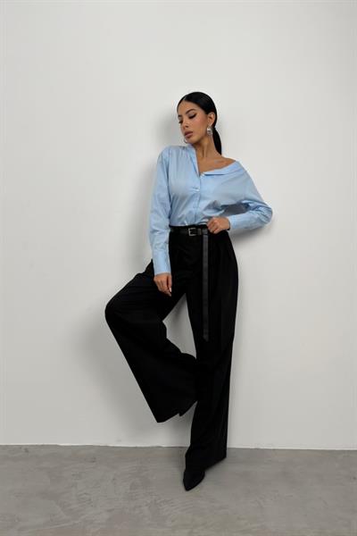 Asimetrik Şal Yaka Gömlek