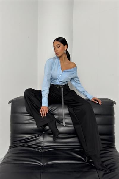 Asimetrik Şal Yaka Gömlek