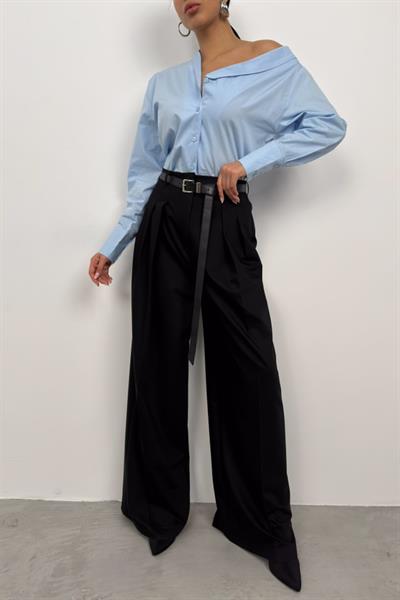 Asimetrik Şal Yaka Gömlek