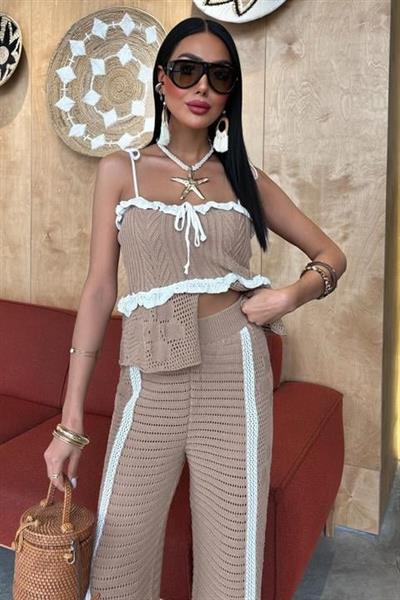 Askılı Bluz Pantolon Triko Takım 10114