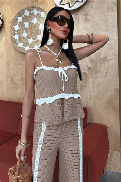 Askılı Bluz Pantolon Triko Takım 10114