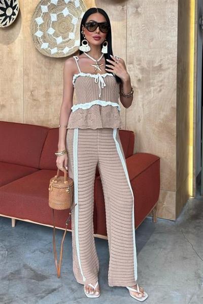 Askılı Bluz Pantolon Triko Takım 10114