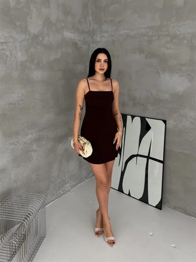 Askılı Şifon Mini Elbise Drapeli Bel Vücuda Oturan Yazlık Şık - Siyah