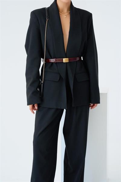 Astarı Leopar Ceket - Siyah