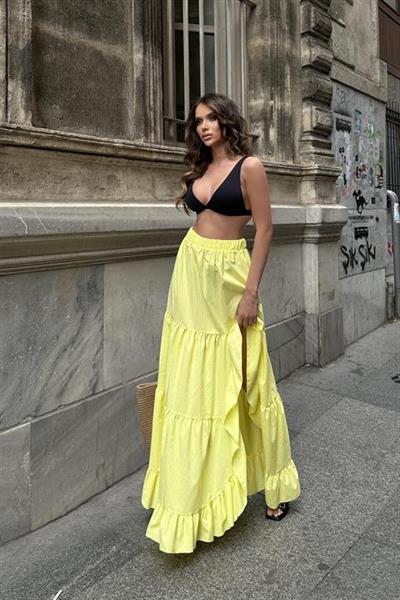 Audrey Fıfrlı Yırtmaç Detay Etek 4037