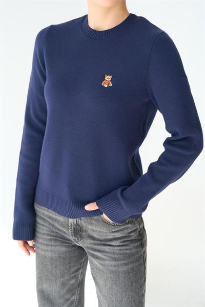 Ayıcık Nakışlı Kazak - Lacivert