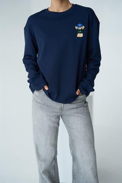 Ayıcık Nakışlı SweatShirt - Lacivert