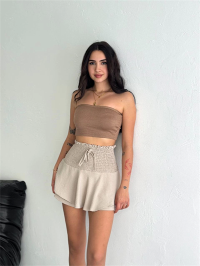 Ayrobin Şortlu Etek - Bej